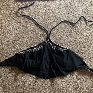 Black Halter High-Neck Bathing Suit Top